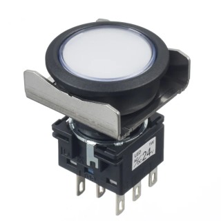 Idec LBW Series Illuminated Momentary Push Button Switch Panel Mount Solder Terminal Round Actuator Black LBW6L-M1T64PW