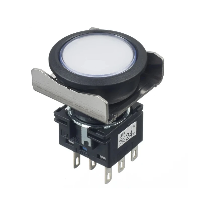Idec LBW Series Illuminated Momentary Push Button Switch Panel Mount Solder Terminal Round Actuator Black LBW6L-M1T64PW