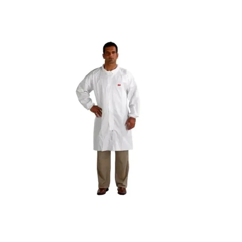 3M White Unisex Disposable Visitor Coat Size L with Zipper Closure Model 4440ZL