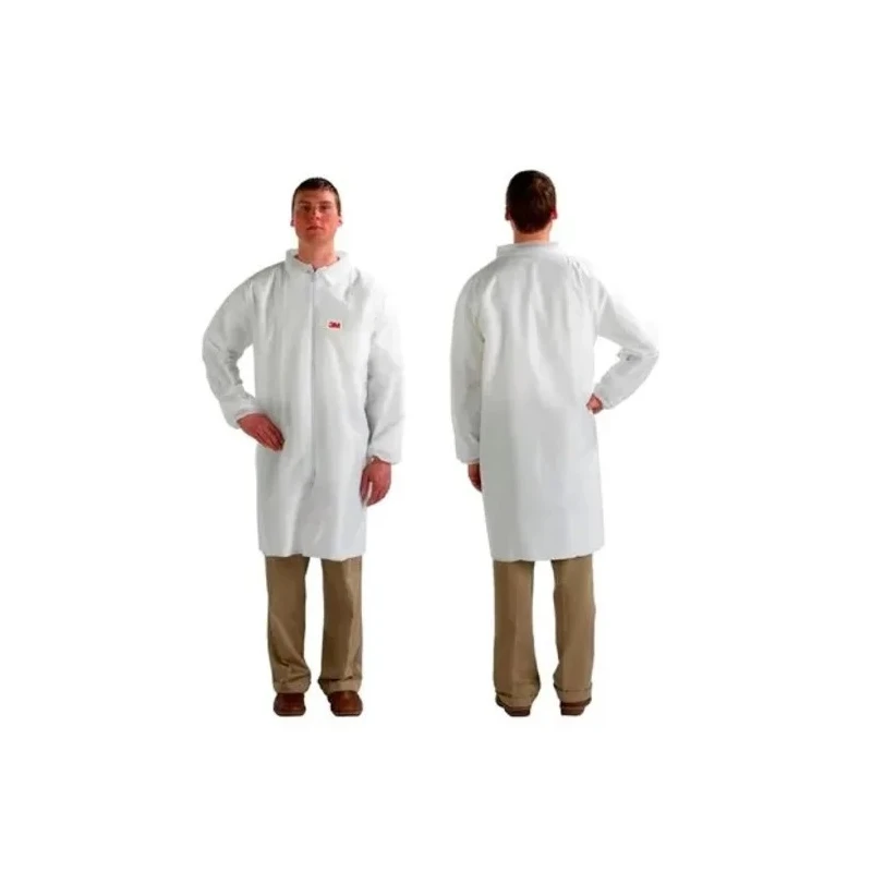 3M White Unisex Disposable Visitor Coat Size L with Zipper Closure Model 4440ZL