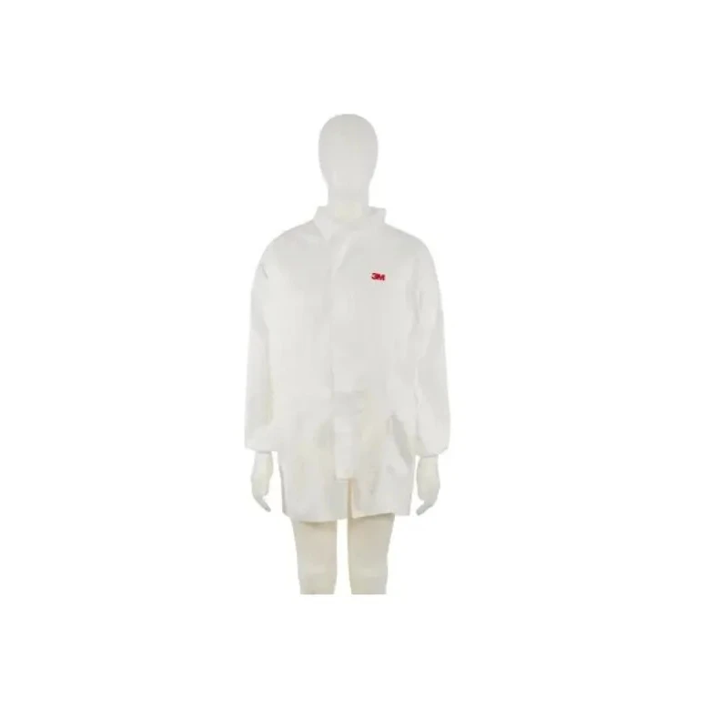 3M White Unisex Disposable Visitor Coat Size L with Zipper Closure Model 4440ZL