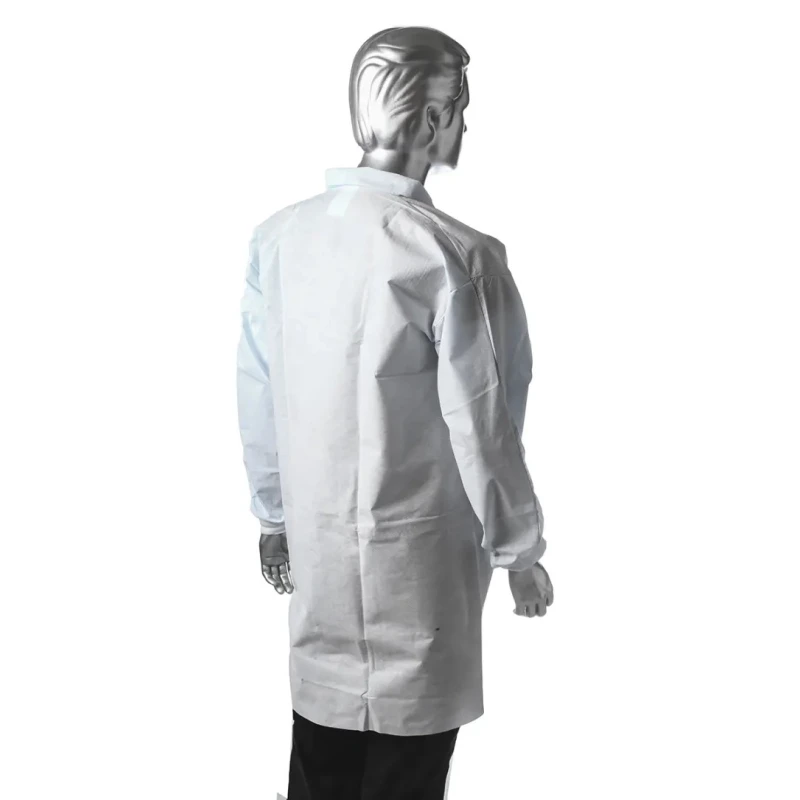 3M White Unisex Disposable Visitor Coat Size L with Zipper Closure Model 4440ZL