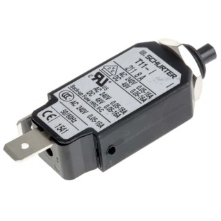 Schurter Thermal Circuit Breaker 8A Current Rating 1-Pole Panel Mount 240V AC 48V DC T11 4400.0015