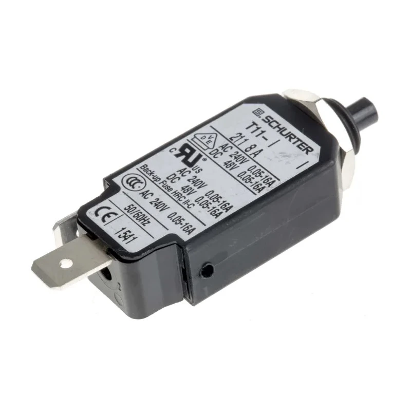 Schurter Thermal Circuit Breaker 8A Current Rating 1-Pole Panel Mount 240V AC 48V DC T11 4400.0015