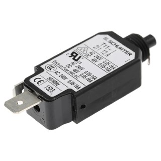Schurter Thermal Circuit Breaker T11 Series 12A Current Rating, 1-Pole, Panel Mount 4400.0052