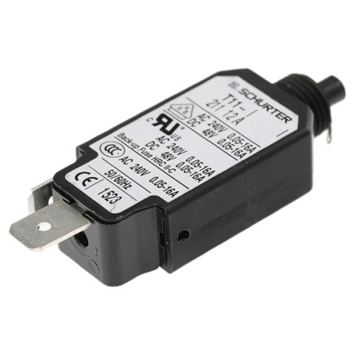 Schurter Thermal Circuit Breaker T11 Series 12A Current Rating, 1-Pole, Panel Mount 4400.0052