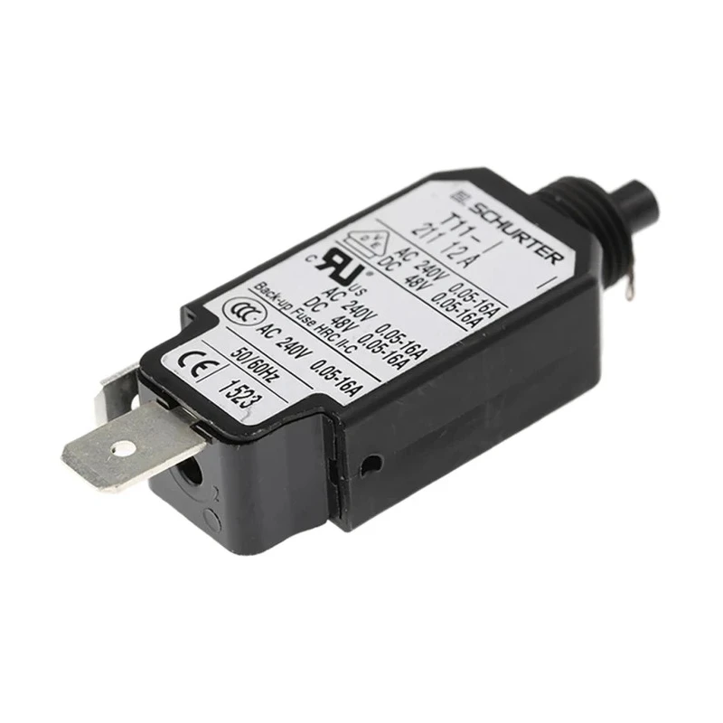 Schurter Thermal Circuit Breaker T11 Series 12A Current Rating, 1-Pole, Panel Mount 4400.0052