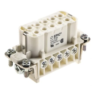 EPIC Heavy Duty Power Connector Insert 14A 600V H-A Series Female, 10 Contacts 10441100