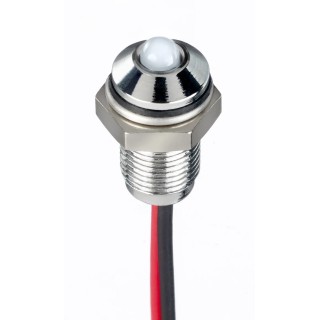RS PRO White Panel Mount Indicator, 10.8V dc - 13.2V dc, 20mA, Lead Wire Termination, IP67, Prominent Bezel 171-3760