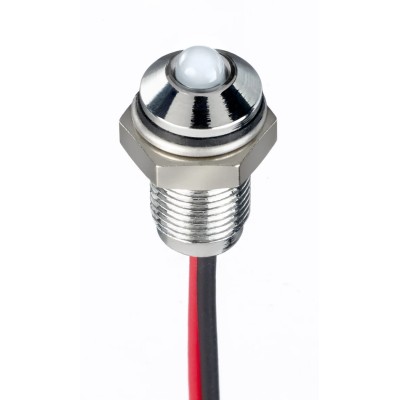RS PRO White Panel Mount Indicator, 10.8V dc - 13.2V dc, 20mA, Lead Wire Termination, IP67, Prominent Bezel 171-3760