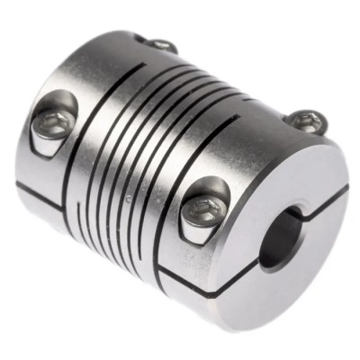 Huco Stainless Steel Clamp Flexible Coupler 25.4 mm OD 8 mm Bore x 31.8 mm Length Torque 6 Nm Maximum Speed 5000 721.25.2828
