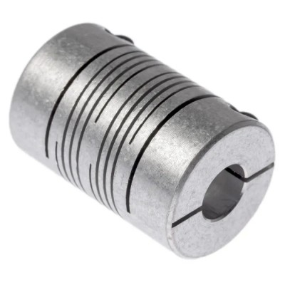 Huco Aluminium Clamp Flexible Coupler 25 mm OD 10 mm Bore 38.1 mm Length 6-Beam Clamp Style 707.25.3232