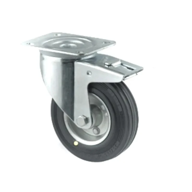 Tente Braked Swivel Castor 70 kg Capacity 100 mm Wheel Diameter Solid Rubber 3477DYR100P62