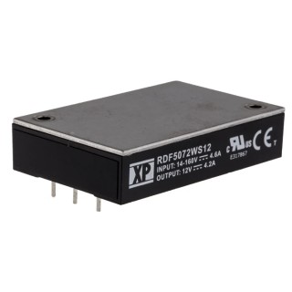 XP Power DC/DC Converter SIP Through Hole 12V DC Output 4.2mA 14-160V DC Input 50W Efficiency 87% RDF50
