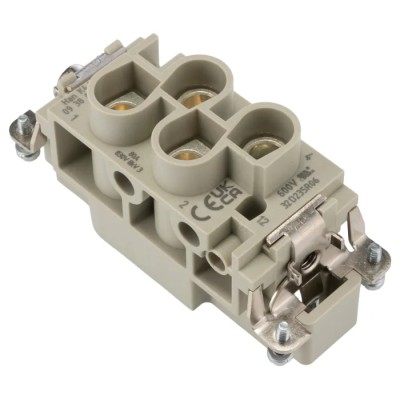 HARTING Heavy Duty Power Connector Insert Han K Series Male 80A 830V, Silver-Plated Copper Alloy Contacts 09380062611