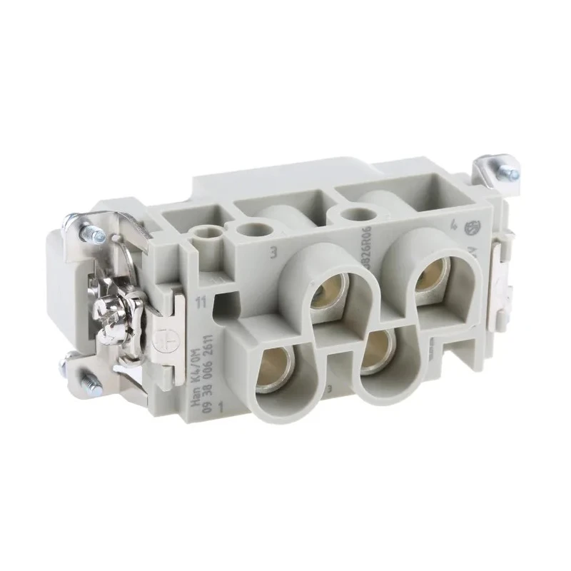 HARTING Heavy Duty Power Connector Insert Han K Series Male 80A 830V, Silver-Plated Copper Alloy Contacts 09380062611