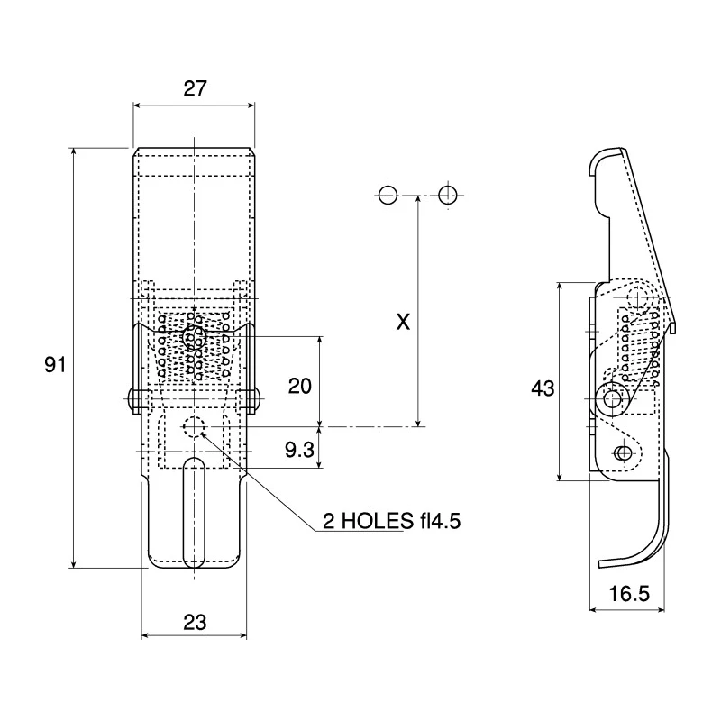 Savigny Stainless Steel Lockable Spring Loaded Toggle Latch 91mm Length 27mm Width 16.5mm Depth 392N Operating 40042 IB