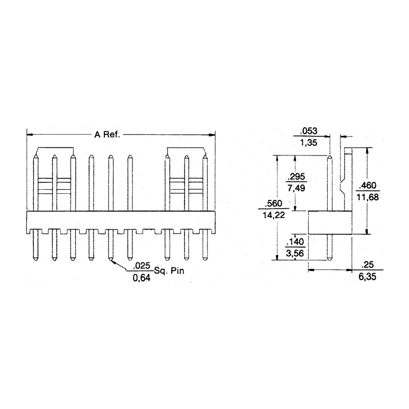 Molex KK 254 Series Right Angle Through Hole Pin Header 5 Contacts 2.54 mm Pitch 1 Row Unshrouded 22-05-7058