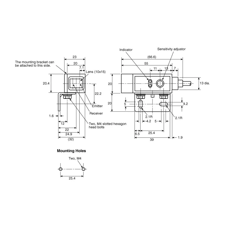 Omron Retroreflective Photoelectric Sensor, Block Style, Infrared Light Source, 24V DC, 80mA, IP67 E3S-RS30E4-30