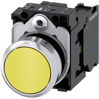 Siemens SIRIUS ACT 3SU11 Series Push Button Switch Panel Mount 22 mm Cutout Yellow SPST IP66 IP67 IP69K 3SU1150-0AB30-1BA0