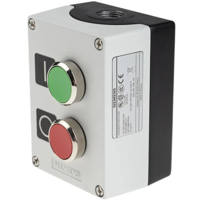 Siemens Enclosed Push Button Control Station SPDT Metal Enclosure Green Red IP67 IP69 IP66 3SU1852-0AB00-2AB1