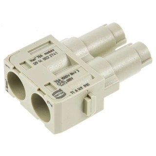 HARTING Heavy Duty Power Connector Module HAN Modular Series Female, 70A Current Rating, 1kV Voltage, 2 Contacts 09140022741