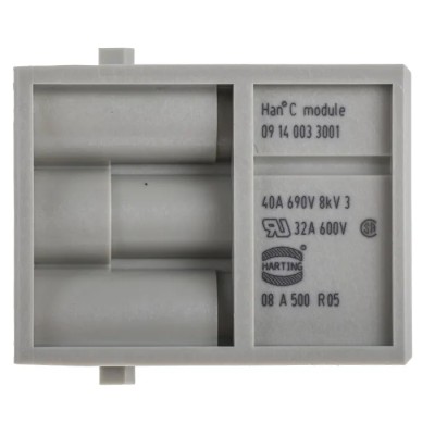 HARTING Heavy Duty Power Connector Module 40A, HAN Modular Series Male, 3 Contacts 09140033001