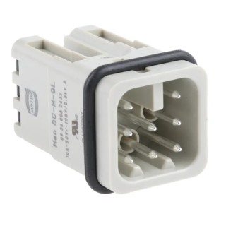 HARTING Heavy Duty Power Connector Insert 10A 120V Han D Series Male 8 Contacts 09360082632