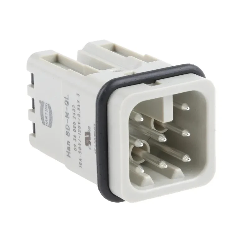 HARTING Heavy Duty Power Connector Insert 10A 120V Han D Series Male 8 Contacts 09360082632