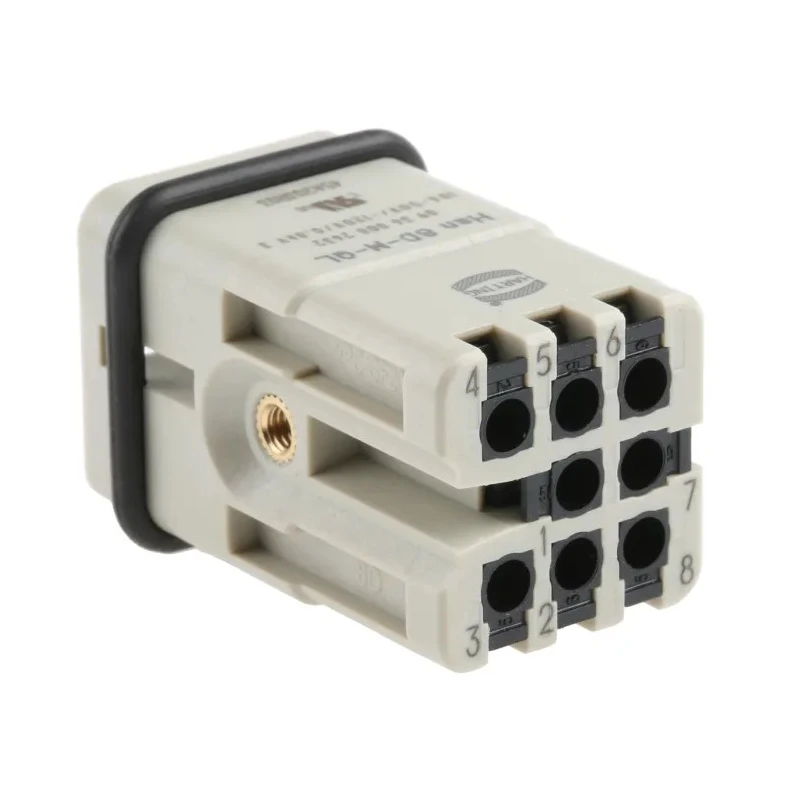 HARTING Heavy Duty Power Connector Insert 10A 120V Han D Series Male 8 Contacts 09360082632
