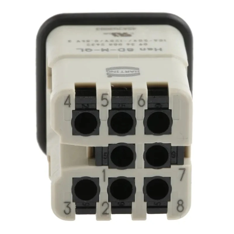 HARTING Heavy Duty Power Connector Insert 10A 120V Han D Series Male 8 Contacts 09360082632