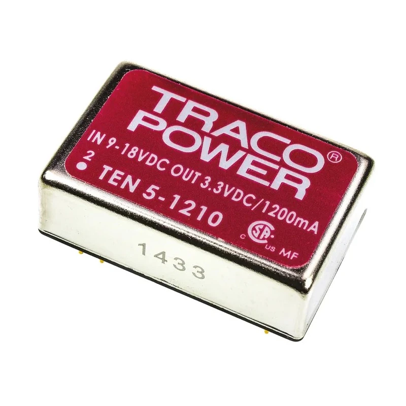 TRACOPOWER TEN 5 DC/DC Converter 3.3V DC 1.2A 18V DC Input 9V Input 6W Through Hole 85°C Max Temp TEN 5-1210