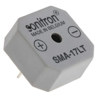 Sonitron 86 dB Through Hole Continuous Internal Buzzer 1.5 V dc Min, 15 V dc Max SMA-17LT-P10