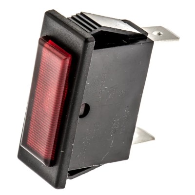 Arcolectric (Bulgin) Ltd 0430 Series Red Panel Mount Indicator, 250V, 16A, Solder Tab Termination, Prominent Bezel C0430ALNAB