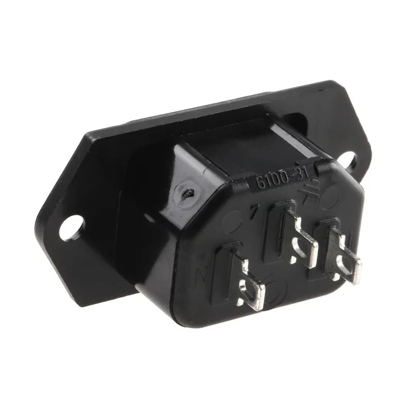 Schurter C14 Straight Panel Mount IEC Connector 250V 10A Solder Termination 6100.3100