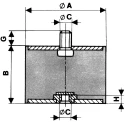 Paulstra Hutchinson Cylindrically Shaped M6 Anti-Vibration Mount Male to Female Bobbin Radiaflex 30 daN Compression 520016