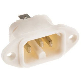 Bulgin C16 Straight Panel Mount IEC Connector 250V 10A PX0590/63/WH