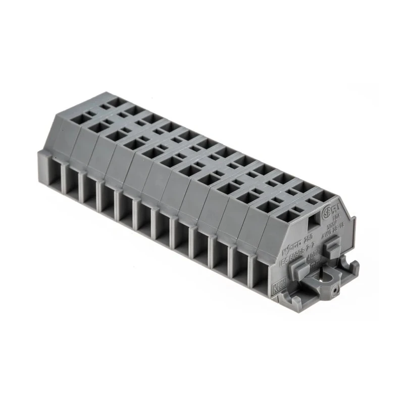 WAGO 260 Series Terminal Strip 1-Level, Grey, 1.5mm² Cable CSA, 18A, 400V, Cage Clamp 260-112