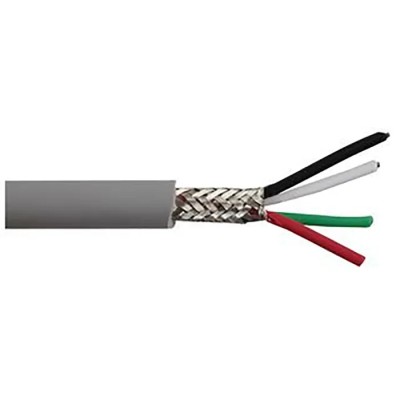 Alpha Wire DEF STAN Screened Control Cable 4 Cores 0.09mm² 28 AWG Tin Copper Conductors PVC Grey Sheath 600V 30m 3304 SL005