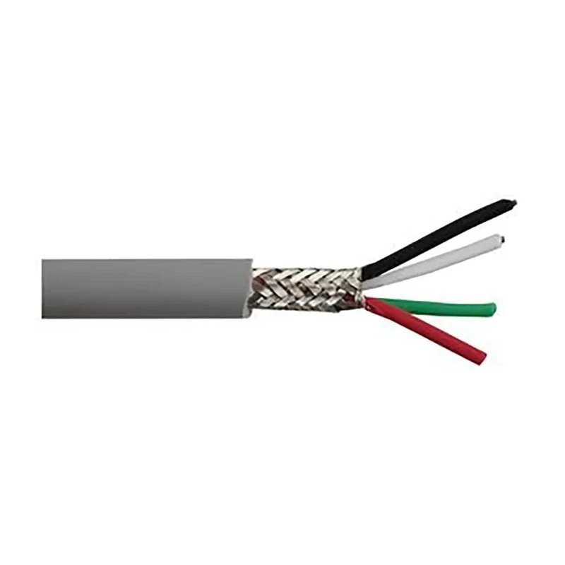 Alpha Wire DEF STAN Screened Control Cable 4 Cores 0.09mm² 28 AWG Tin Copper Conductors PVC Grey Sheath 600V 30m 3304 SL005