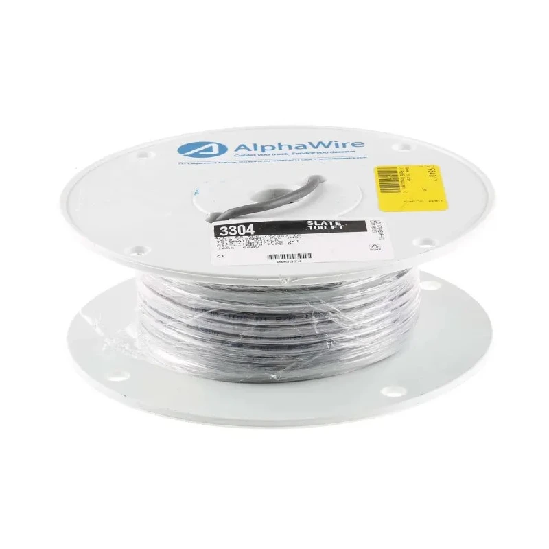 Alpha Wire DEF STAN Screened Control Cable 4 Cores 0.09mm² 28 AWG Tin Copper Conductors PVC Grey Sheath 600V 30m 3304 SL005