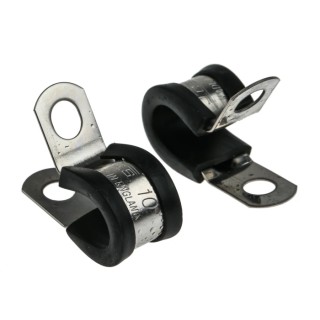 JCS 10 mm ID Black Rubber Coated 304 Stainless Steel P-Clip PCSR10RS