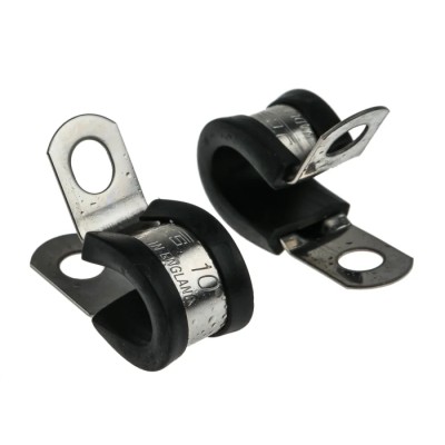 JCS 10 mm ID Black Rubber Coated 304 Stainless Steel P-Clip PCSR10RS