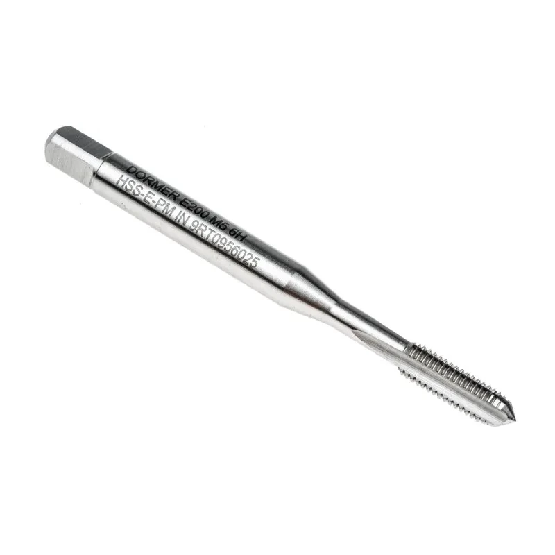 Dormer Metric Standard Threading Tap M5 Thread Size, Straight Flute, Right Hand, High Speed Steel-E Machine Tap E200M5