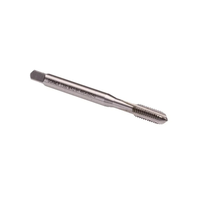 Dormer Threading Tap, 4.5 Thread Size, Metric Standard, Machine Tap, Straight Flute, HSS, 53mm Overall Length E500M4.5NO3