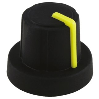 Sifam Black Push-On Potentiometer Knob 18.9 mm Diameter, 15.9 mm Height, 6 mm Splined Shaft 3/03/TPN130-006/237/239