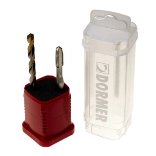 Dormer Tap & Drill Set, M8 Thread Size, Metric Standard, Straight Flute Hand Tap, HSS Tin Coated L000E500M8NO2XA002