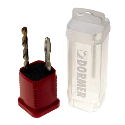 Dormer Tap & Drill Set, M8 Thread Size, Metric Standard, Straight Flute Hand Tap, HSS Tin Coated L000E500M8NO2XA002