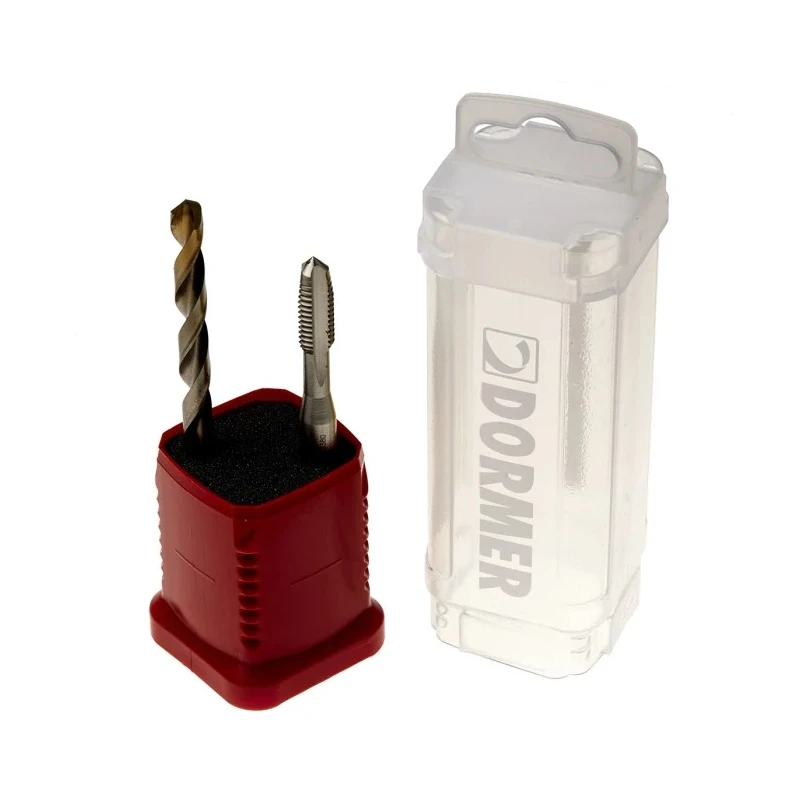 Dormer Tap & Drill Set, M8 Thread Size, Metric Standard, Straight Flute Hand Tap, HSS Tin Coated L000E500M8NO2XA002