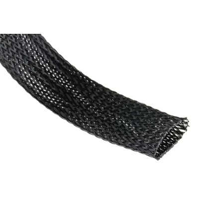 HellermannTyton Expandable Braided Polyethylene Terephthalate Black Cable Sleeve 10m Length 30mm 170-80250 HLB25-PET-BK